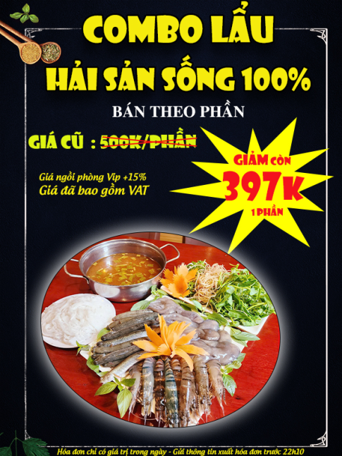 COMBO LẨU HẢI SẢN SỐNG 100%