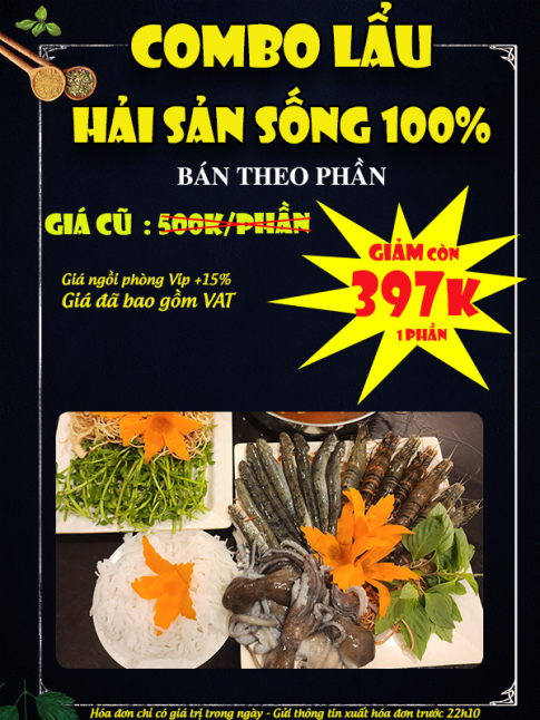COMBO LẨU HẢI SẢN SỐNG 100%