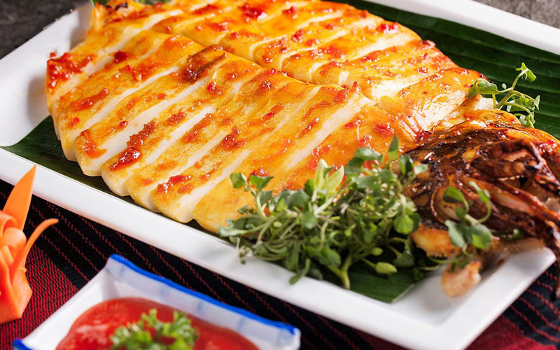 mực lá nướng sa tế